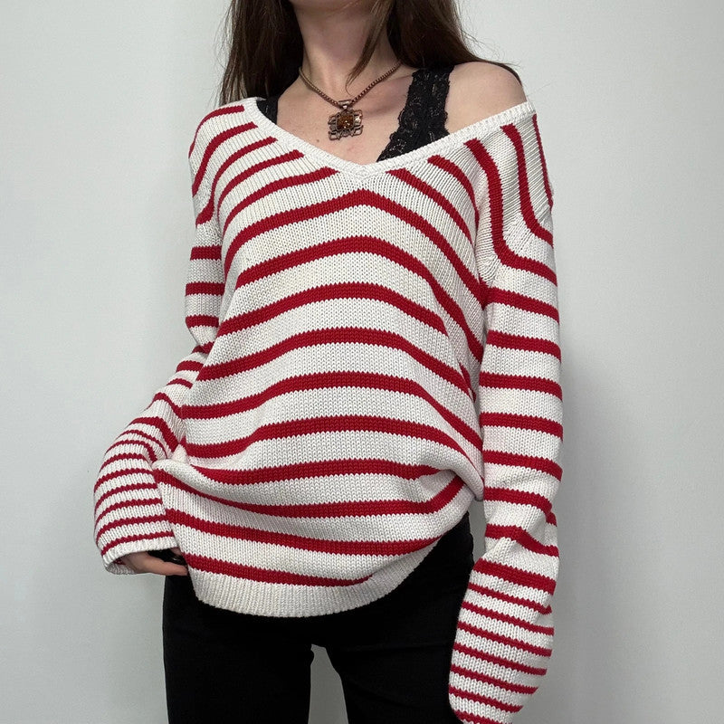 oversized slouchy striped knit jumper