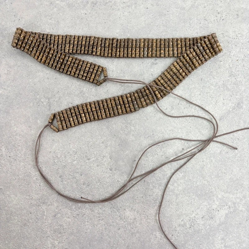 Brown beaded tie up belt