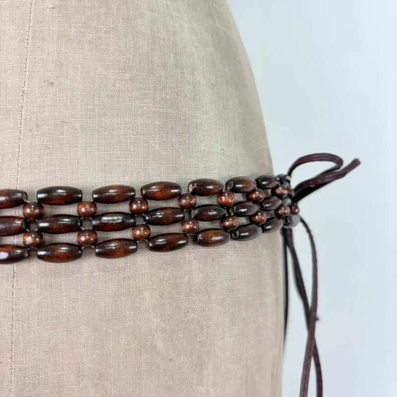 Brown beaded waist chain belt