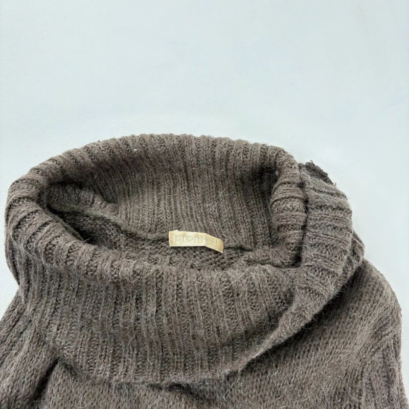 brown mohair knitted slouchy flared midi dress