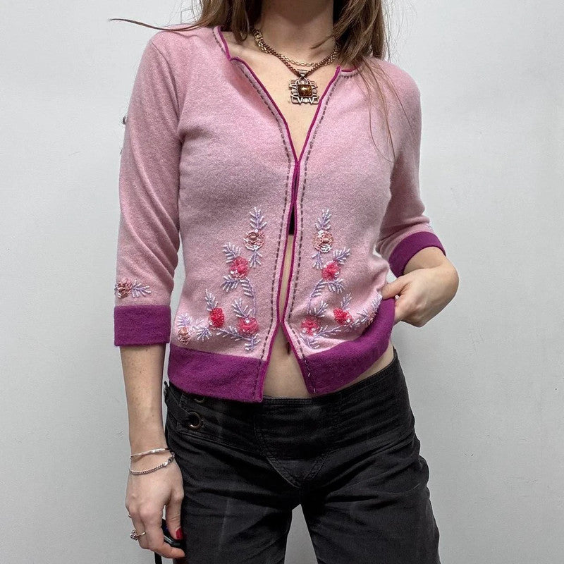 pink wool knitted fairy cardigan