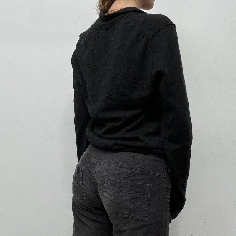 Black cashmere cargo slouchy jumper