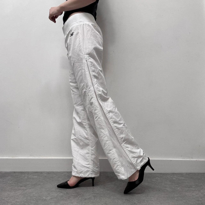 white flared wide leg trackies