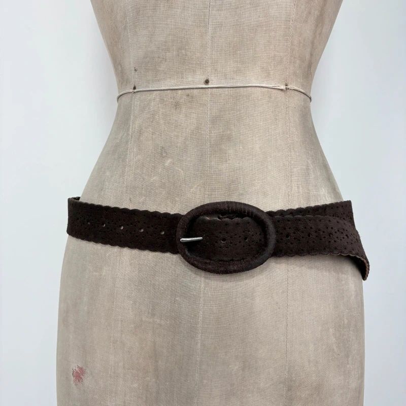 dark brown suede leather belt