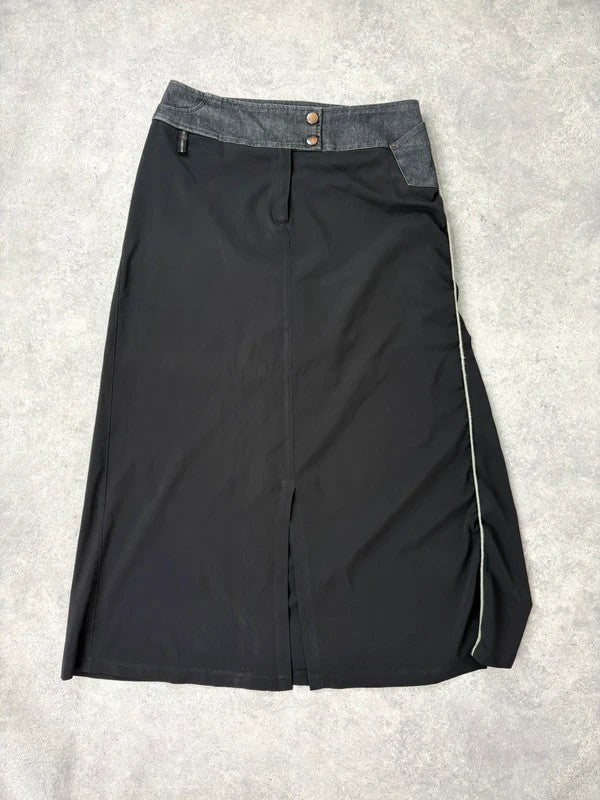 Black Cop Copine Paris maxi skirt with denim waistband