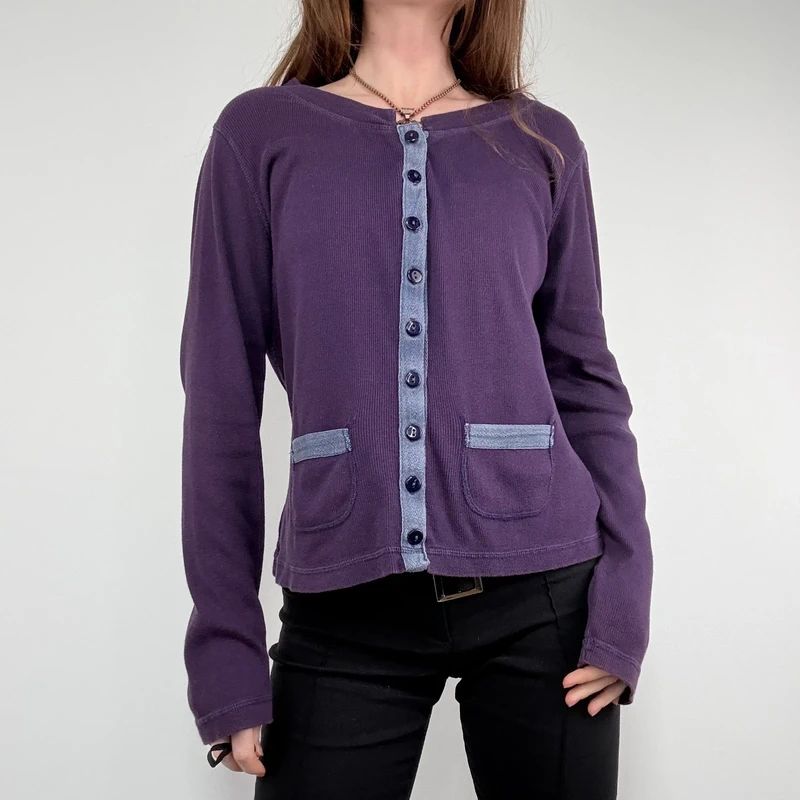 slouchy cotton button long sleeve t-shirt