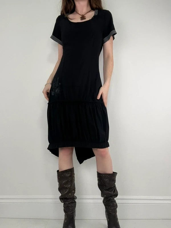 Black jersey slouchy grunge t-shirt dress