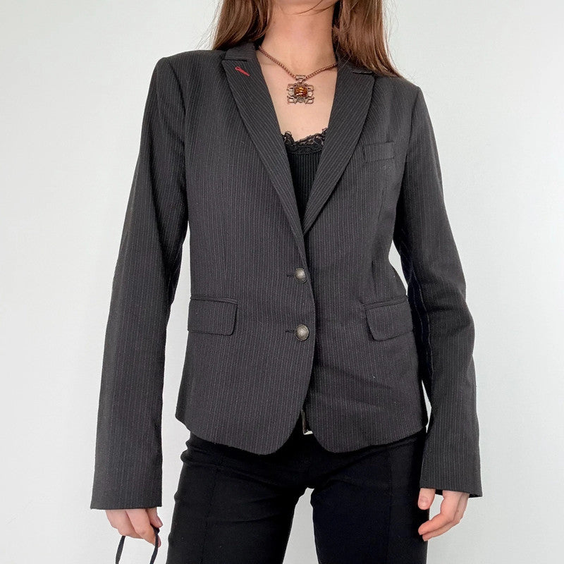 Boxy pinstripe utility blazer