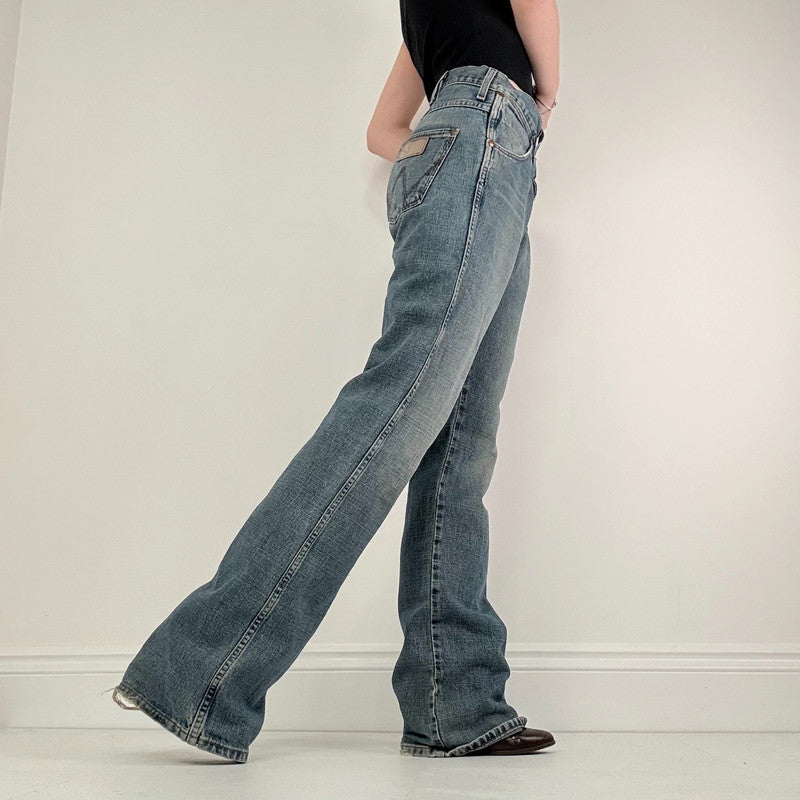 distressed denim flared baggy jeans