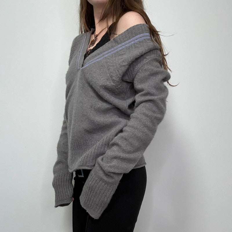 grey cashmere slouchy jumper