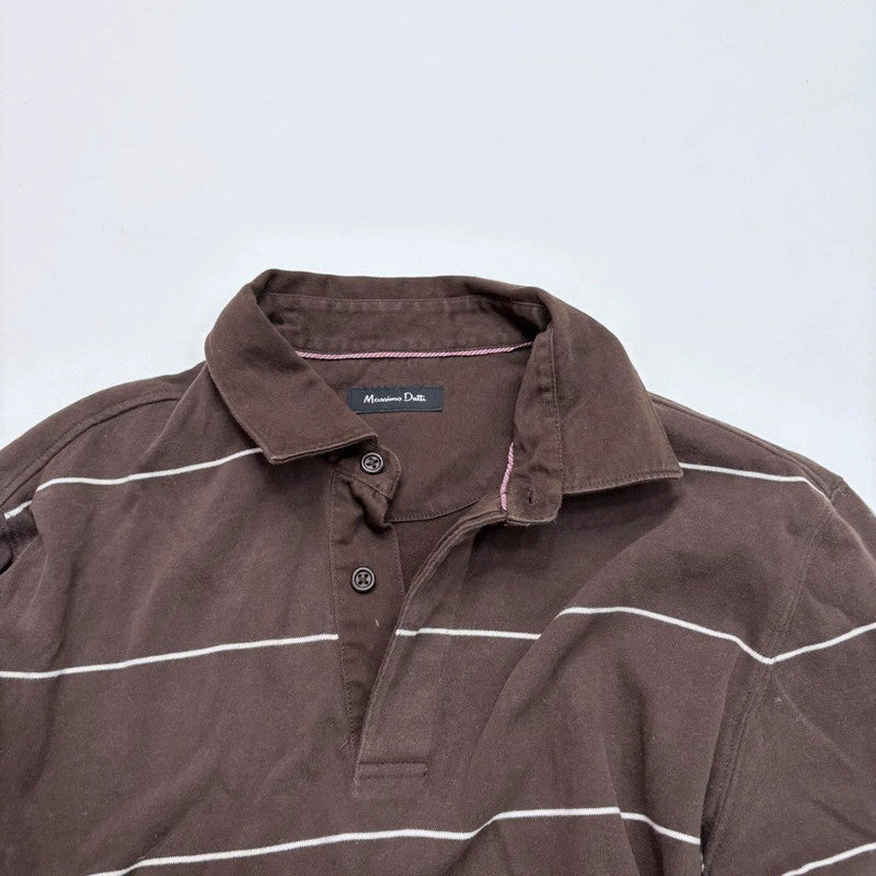 slouchy brown striped cotton rugby top