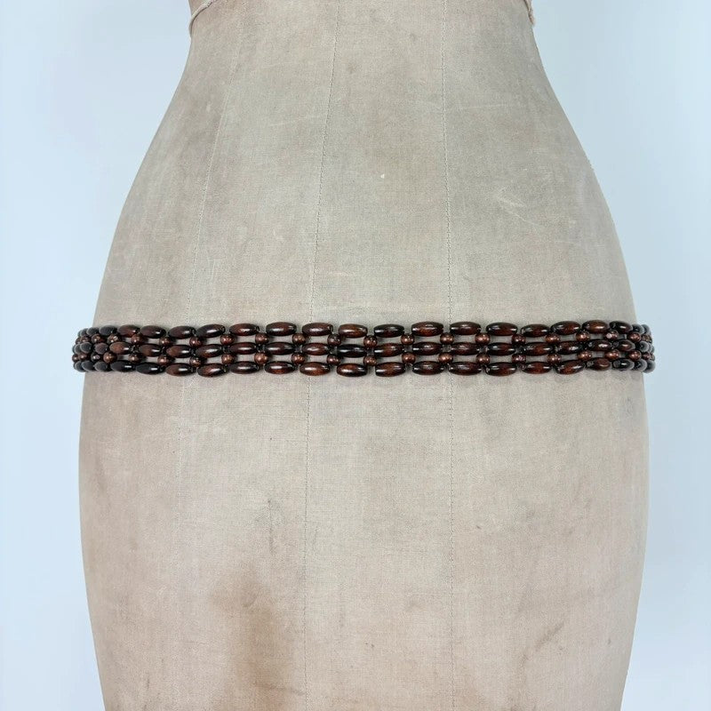 Brown beaded waist chain belt