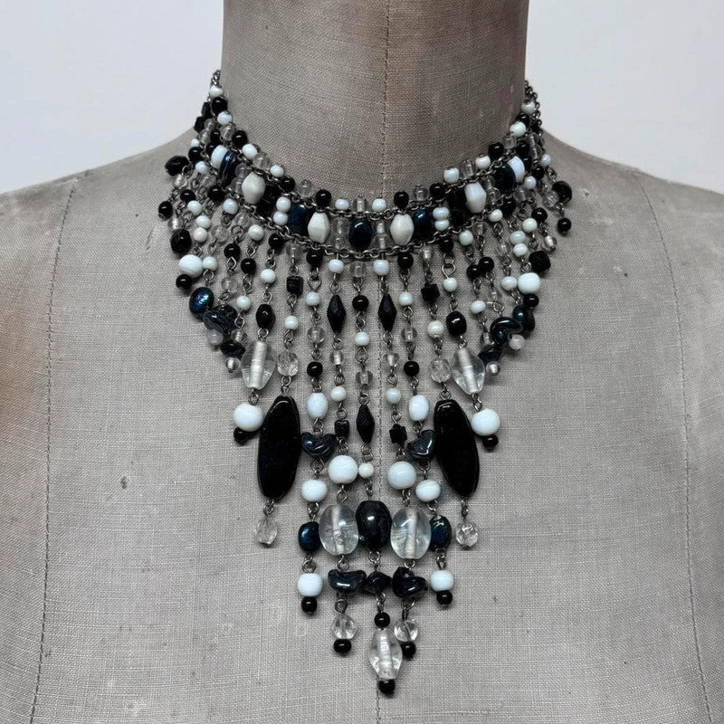 Layered chain gothic charm necklace