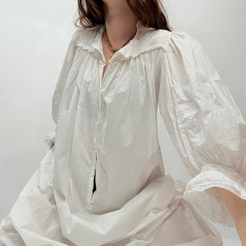white lace embroidered nightie dress