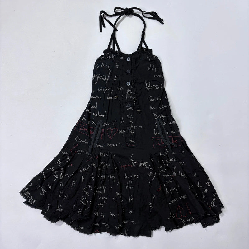 graphic printed text desigual flared dress