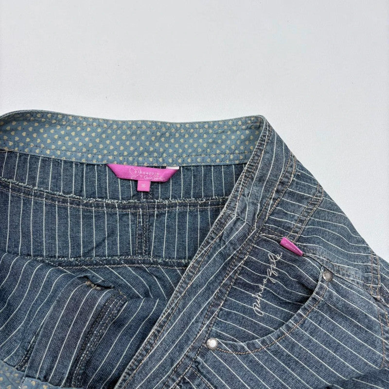 pinstripe denim midi skirt