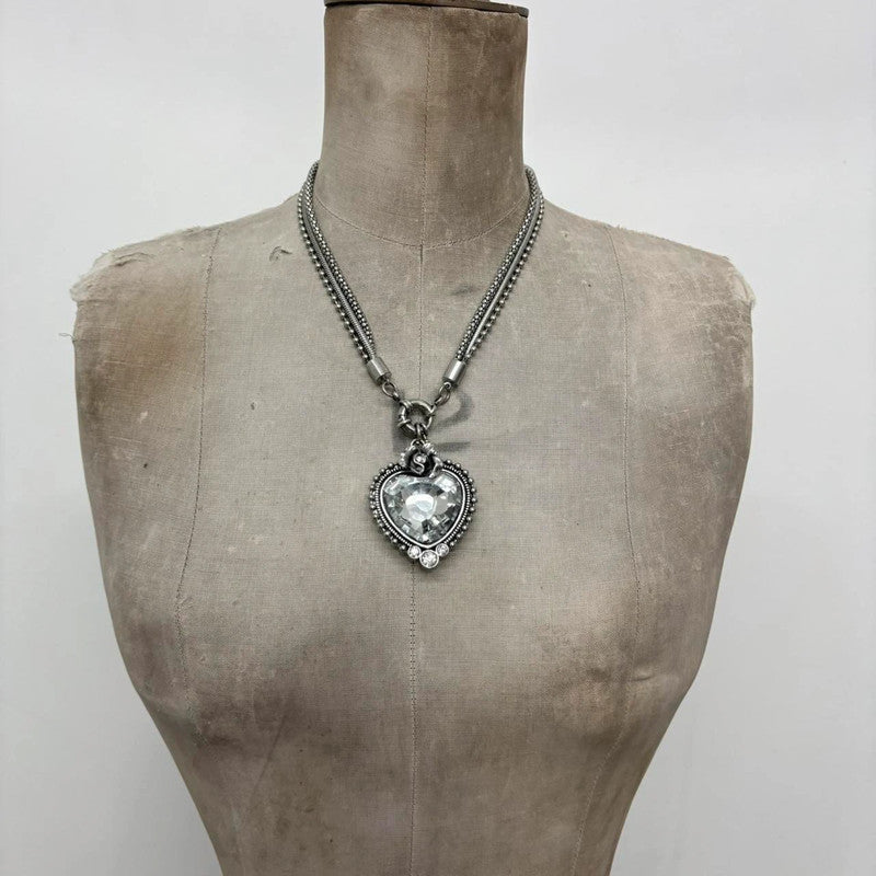 silver metal heart necklace