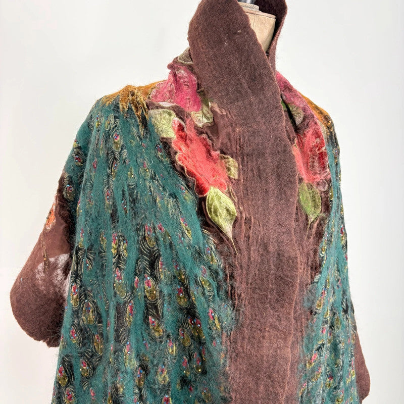 brown felt silk boho fairy scarf