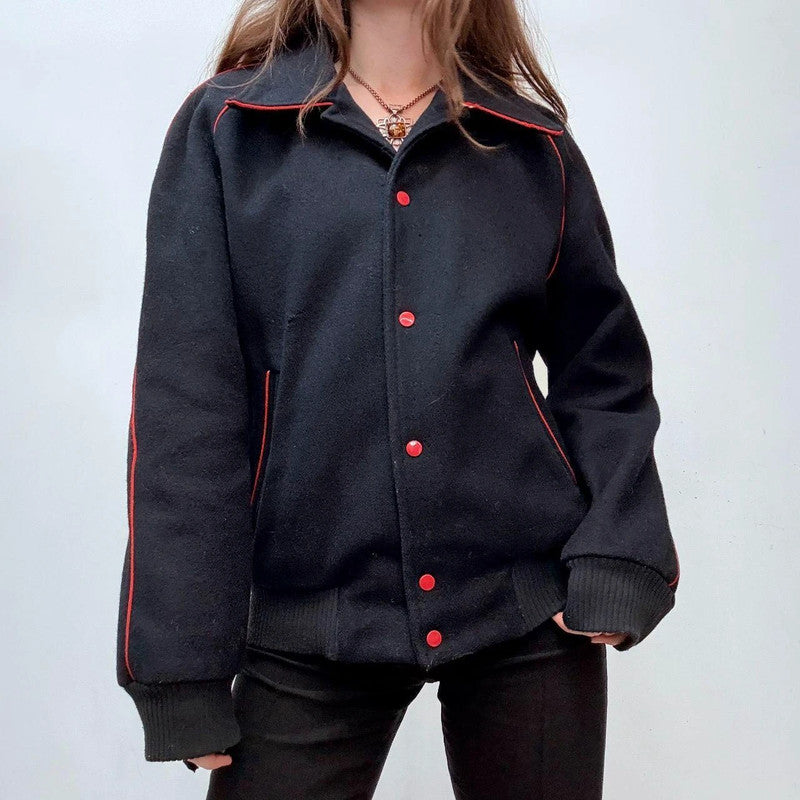 navy wool slouchy bomber jacket