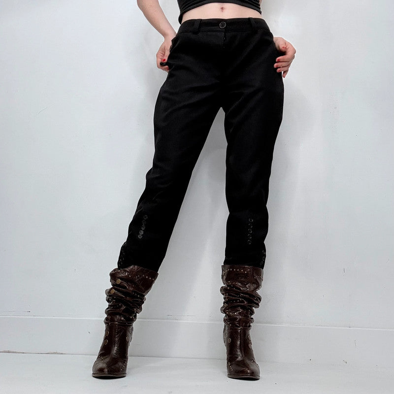 Black gothic regency style button up capri pants