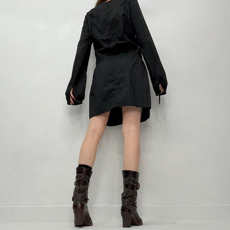black pinstripe cargo puff dress UK 8