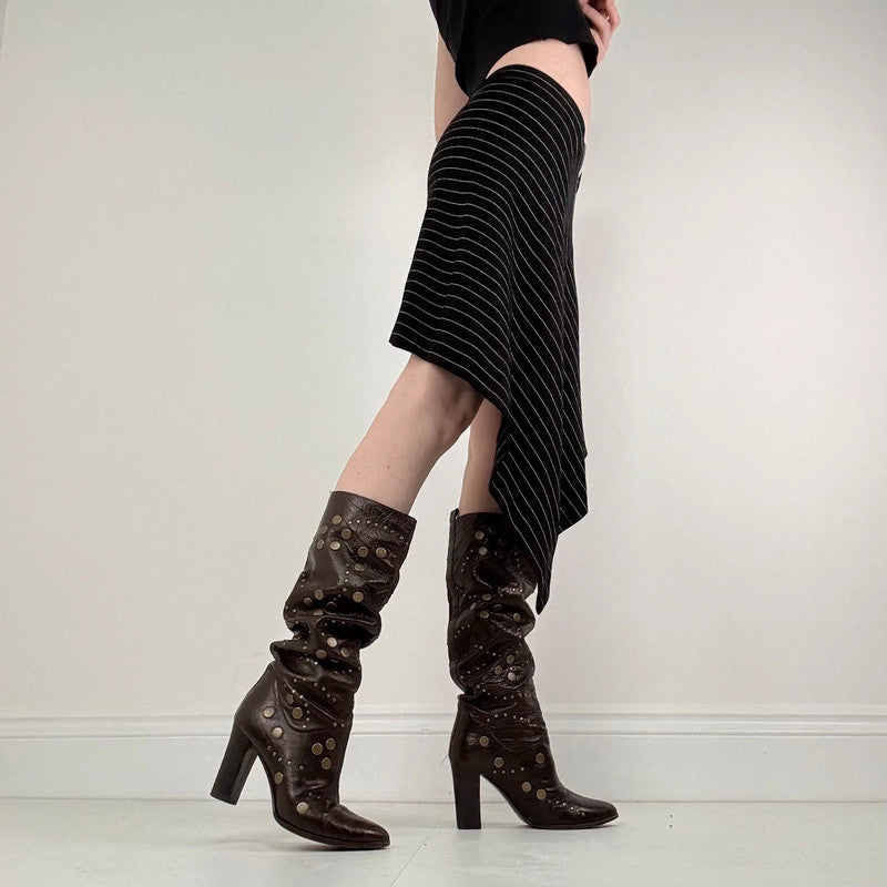Cop Copine asymmetric black pinstripe skirt