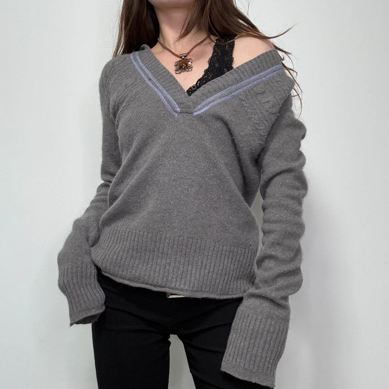 grey cashmere slouchy jumper