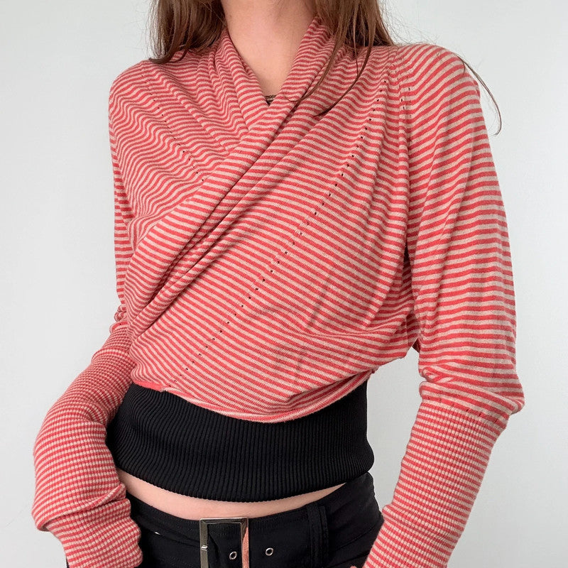 slouchy striped wrap cardigan