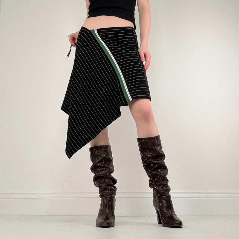 Cop Copine asymmetric black pinstripe skirt