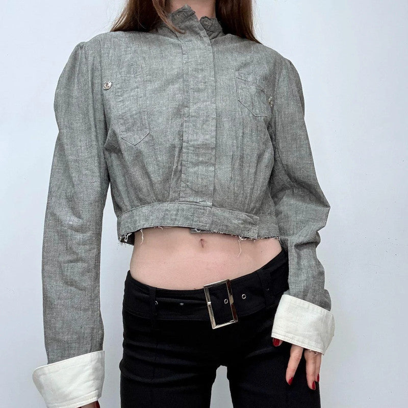 grey cropped edwardian style shirt