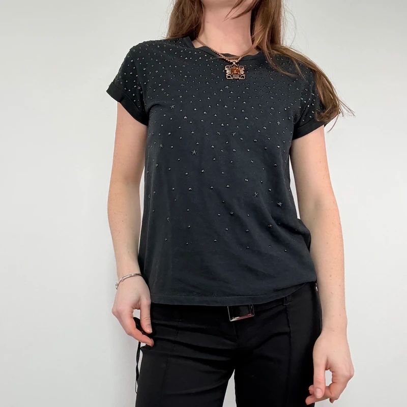 black studded allsaints t-shirt