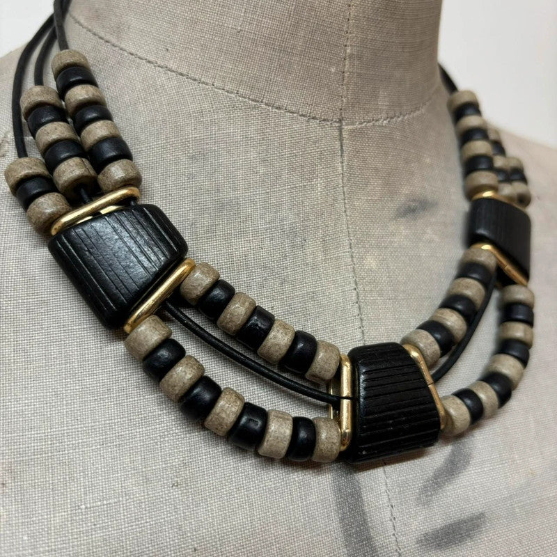 Boho grunge layered bead necklace