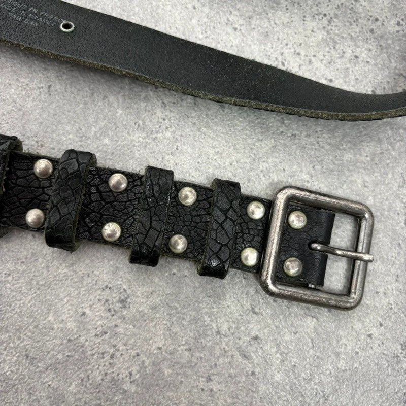 black leather eyelet cargo grunge belt
