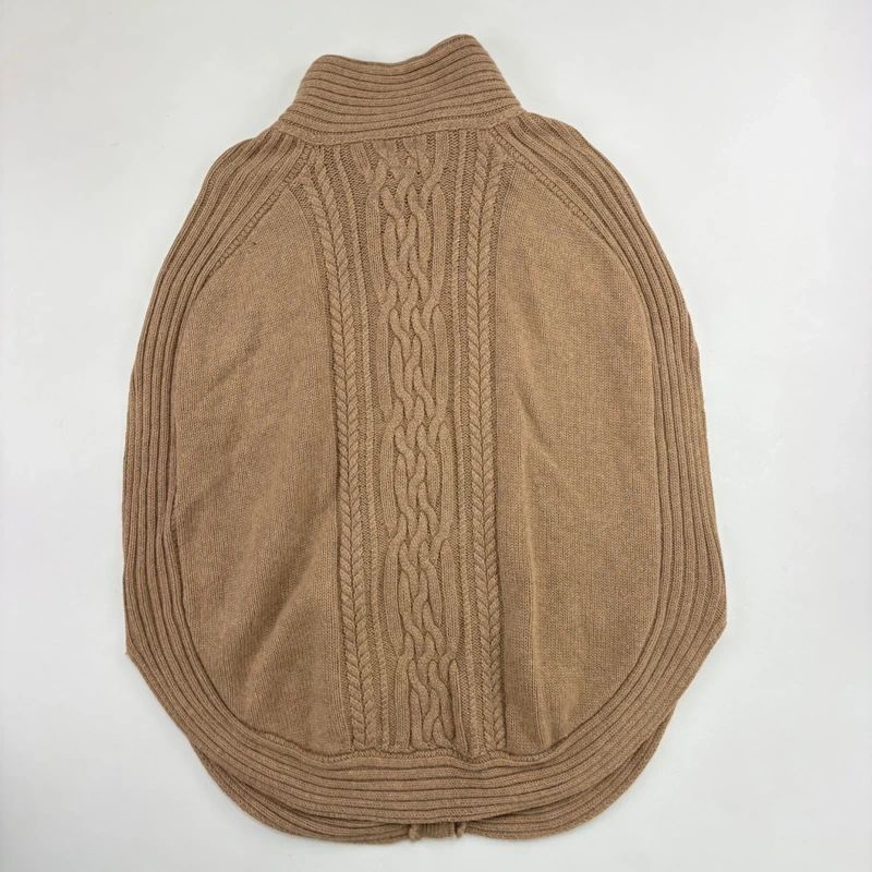 Tan Cable Knit Cape Cardigan