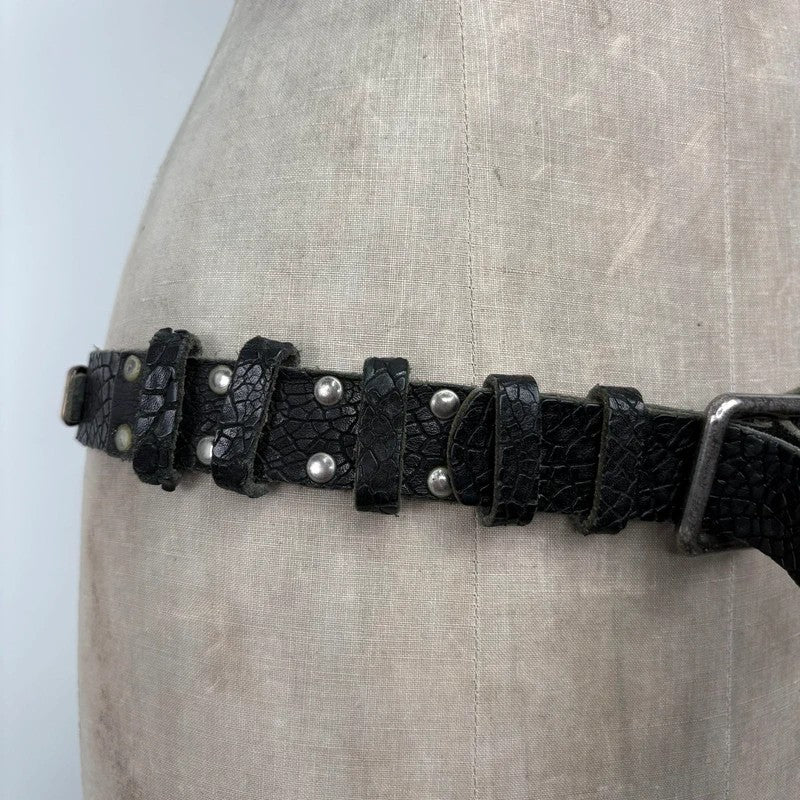 black leather eyelet cargo grunge belt