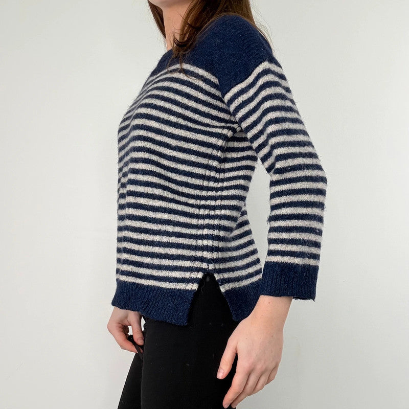 Soeur navy and white striped wool knit jumper