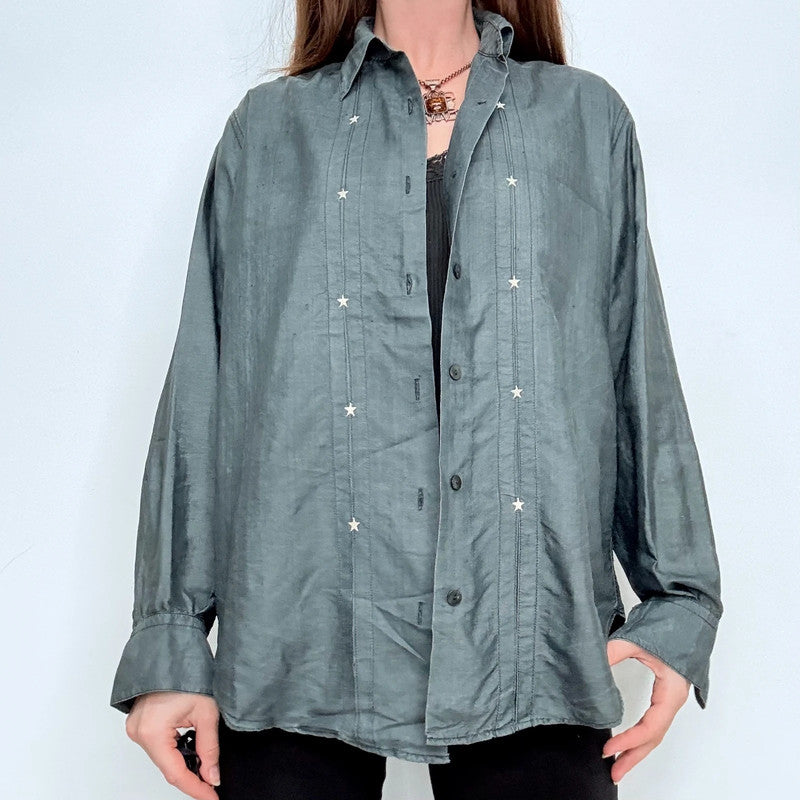 raw silk pleated front oversized shirt
