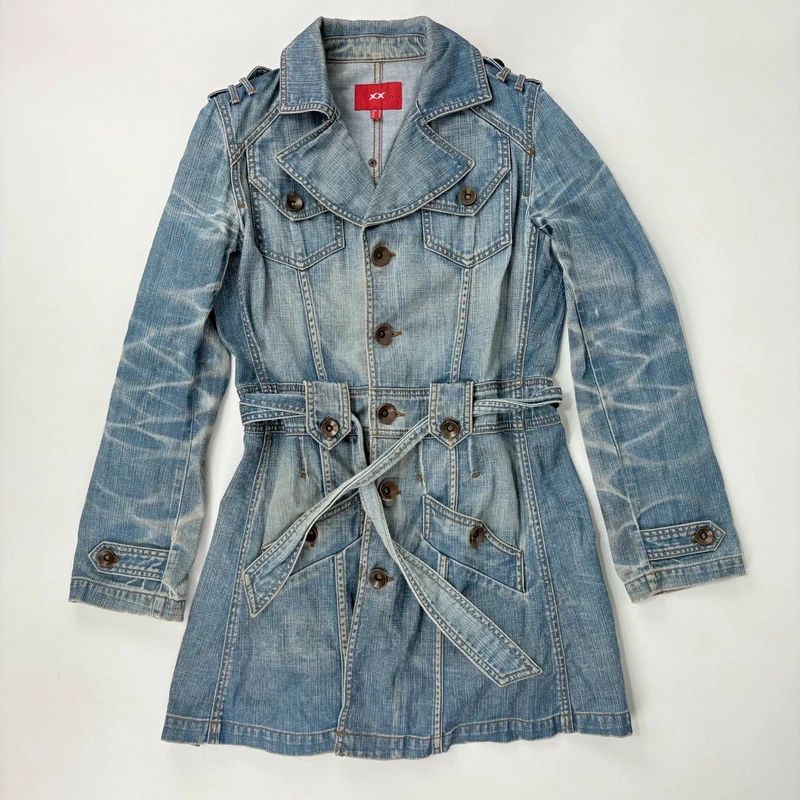 Distressed Denim Trench coat
