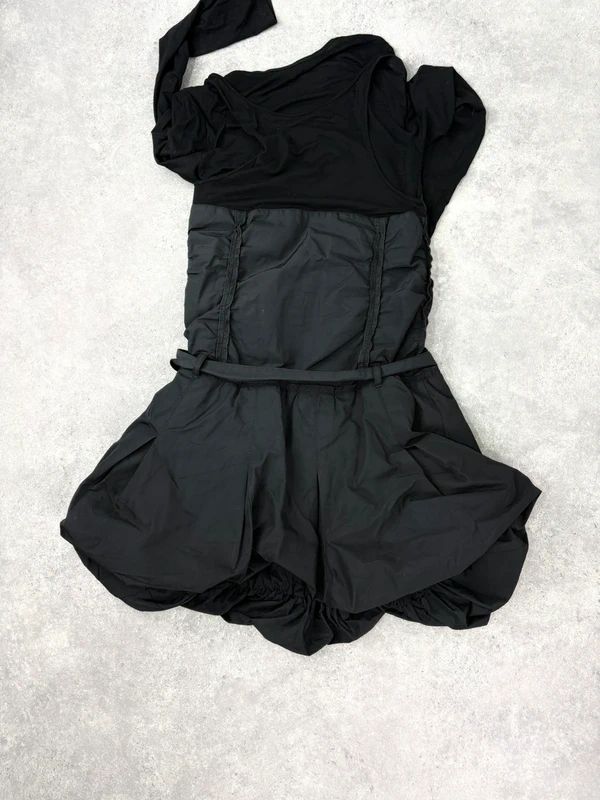 black grunge layered structured IKKS french midi dress