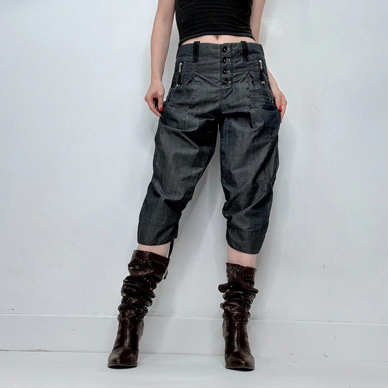 high rise corset style puff trousers