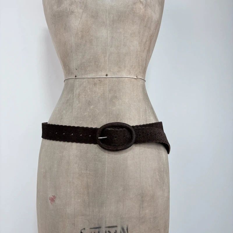 dark brown suede leather belt