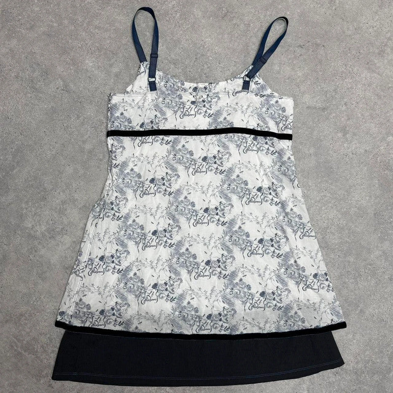 regency patterned blue dress