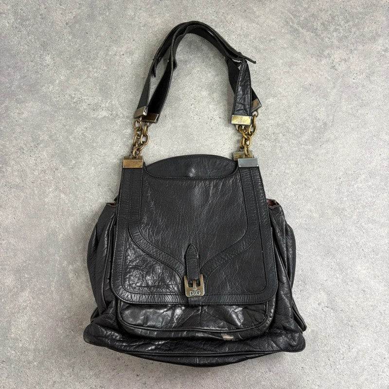 Dolce and Gabanna black leather Y2K handbag