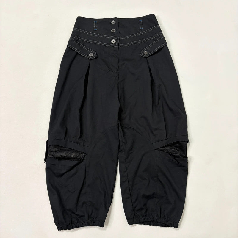 black structured barrel trousers