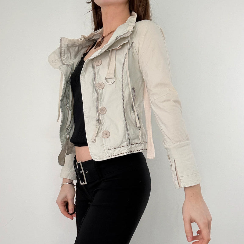 cream utility cropped fitted jacket