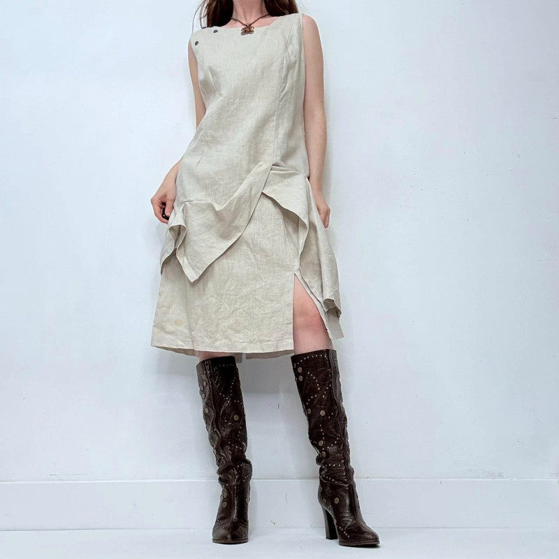 asymmetric linen maxi dress