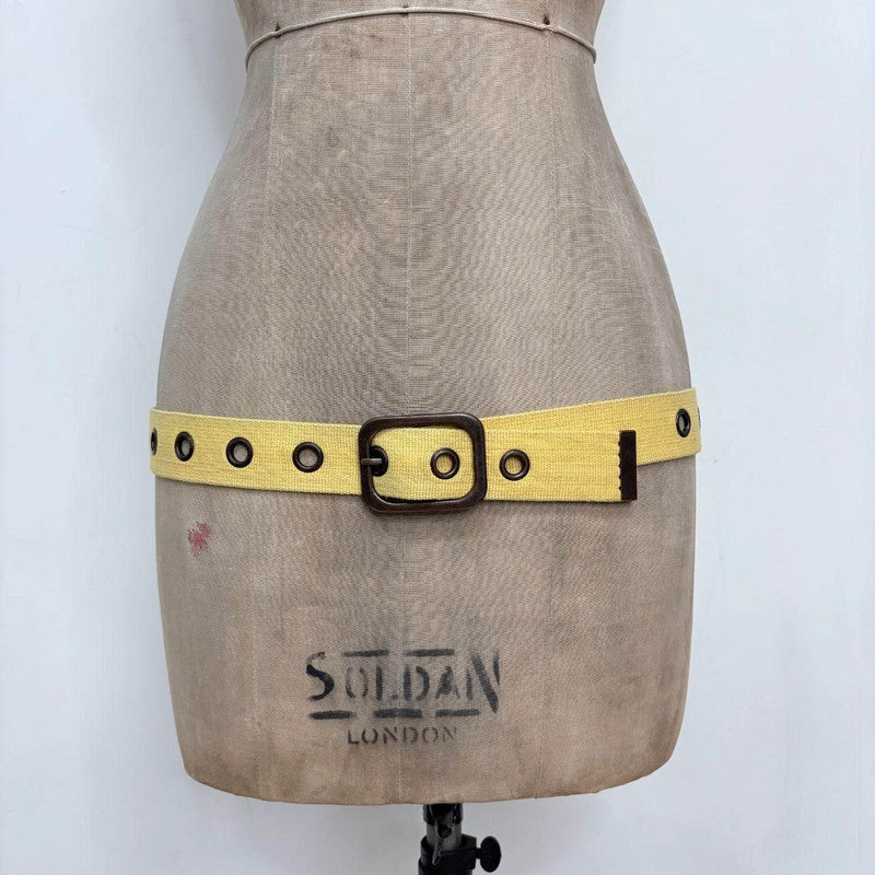 Canvas eyelet yellow buckle belt