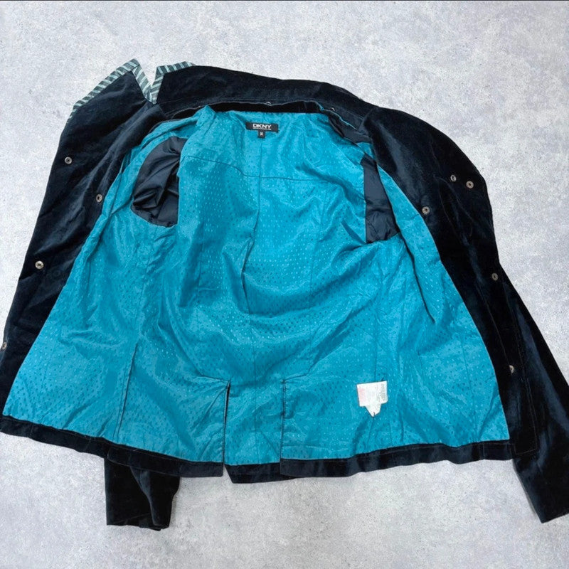 Asymmetric cropped flared military jacket