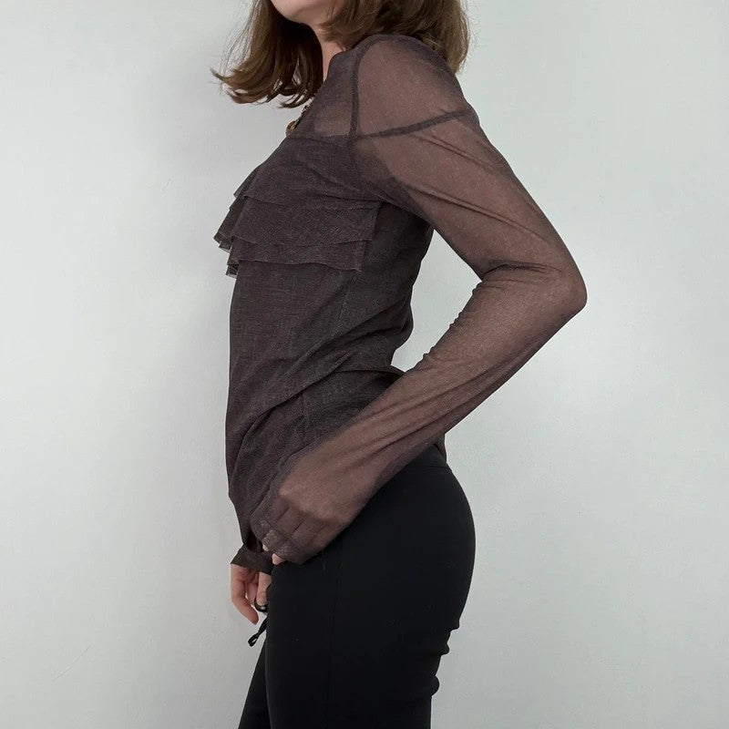 Brown Cop Copine long sleeve layered top