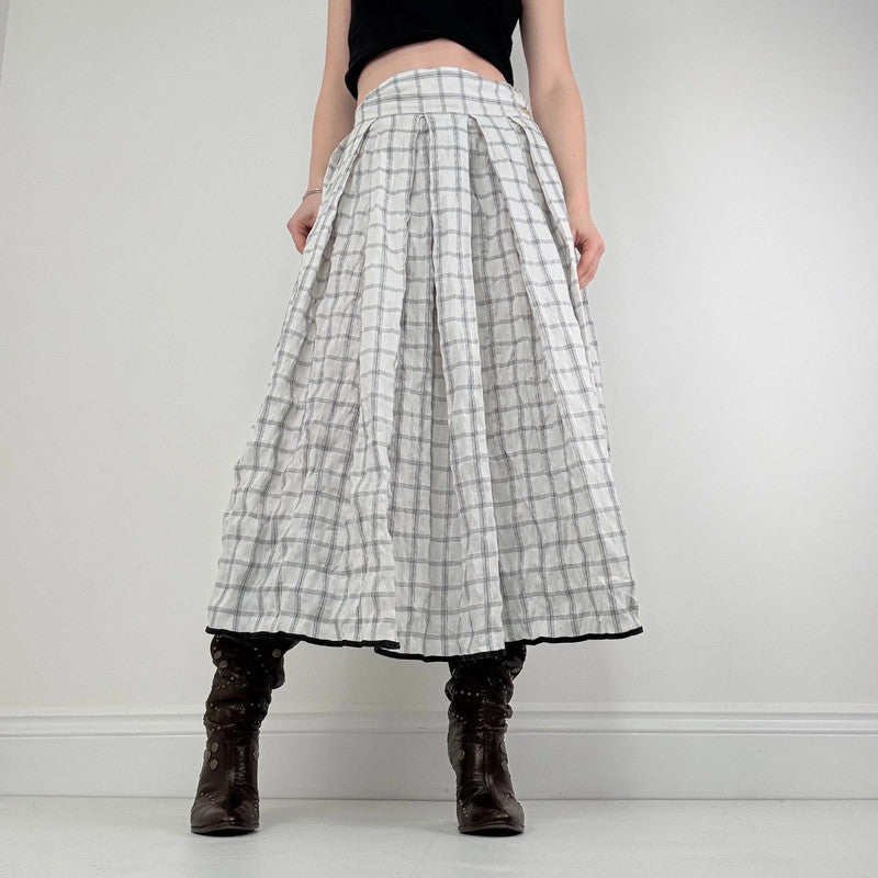 tartan checked pleated maxi skirt